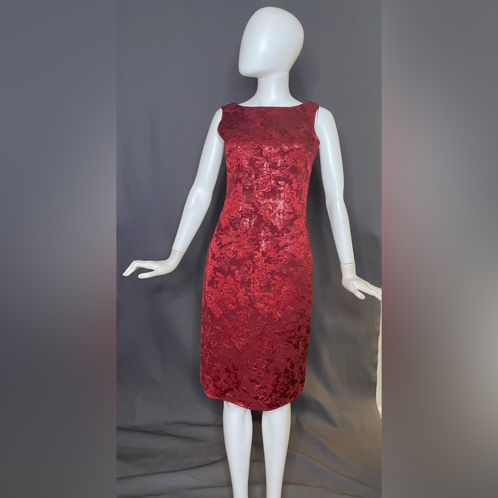 Brick red brocade sheath dress (34/30/37)